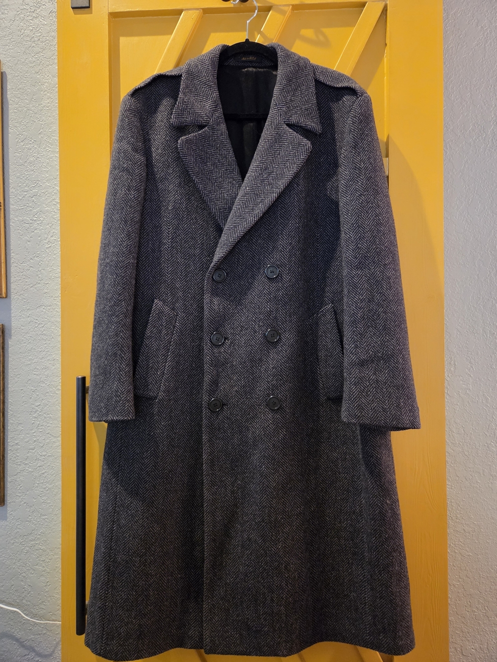 London Fog Herringbone Pea Coat in Gray & Black Size Large Unisex